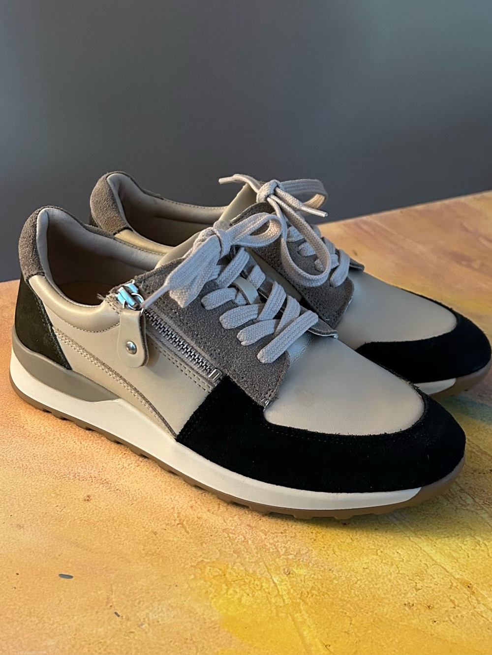 Brioso MiMi Lace and Zip Leather Sneakers